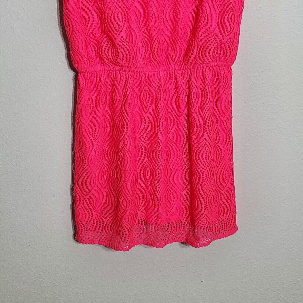 Lilly Pulitzer Alessa Romper Size Medium Crab Claw Coral Flowing Leaf Lace Pink - Picture 4 of 9
